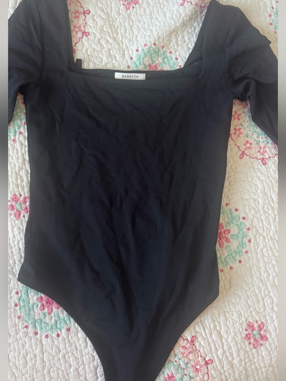 Babaton Black Square Neck Bodysuit